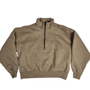 ESSENTIALS Fear of God Half Zip Pullover Sweatshirt Womens Small Brown Beige